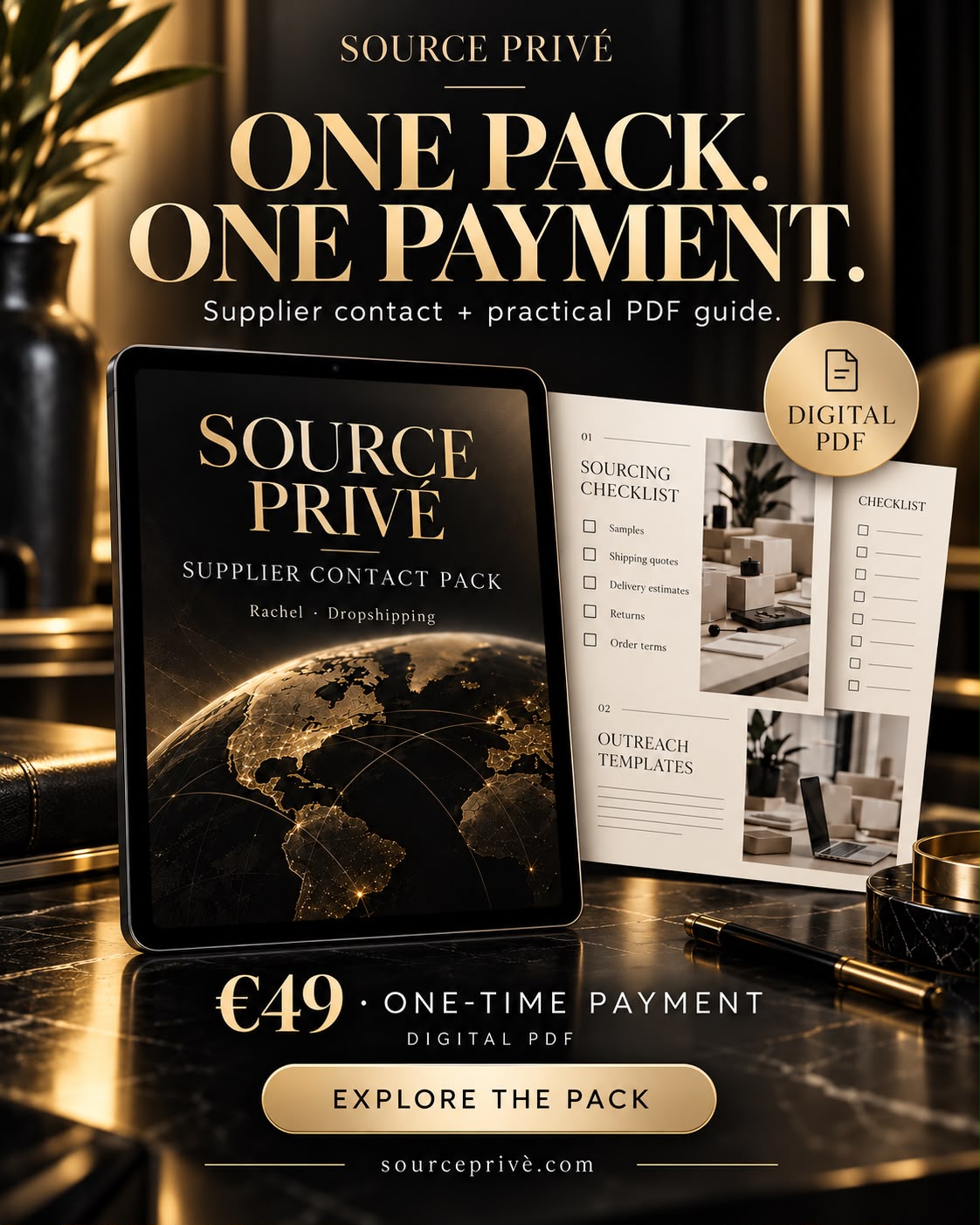 Source Privé — Pacchetto contatto fornitore Rachel