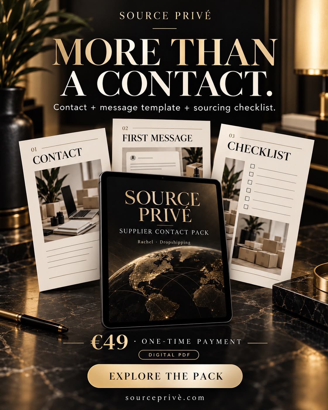 Source Privé — Pacchetto contatto fornitore Rachel