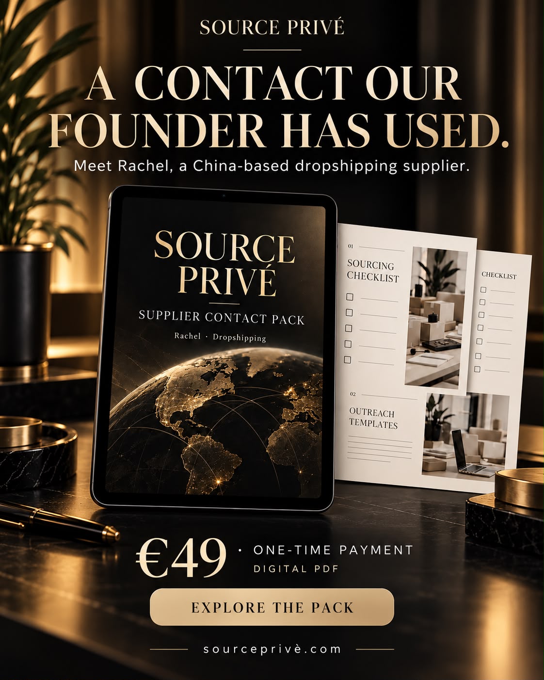Source Privé — Pacchetto contatto fornitore Rachel