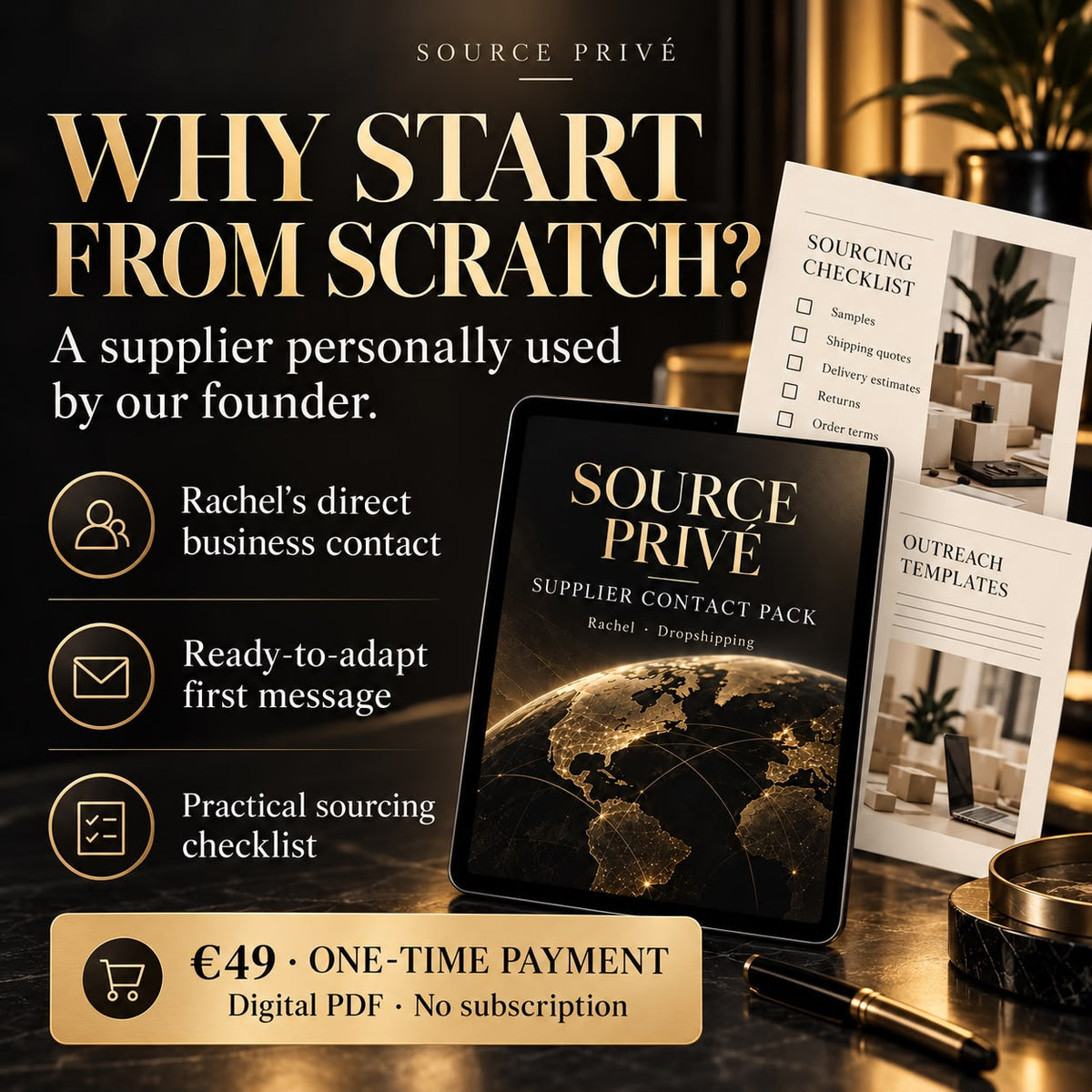 Source Privé — Pacchetto contatto fornitore Rachel